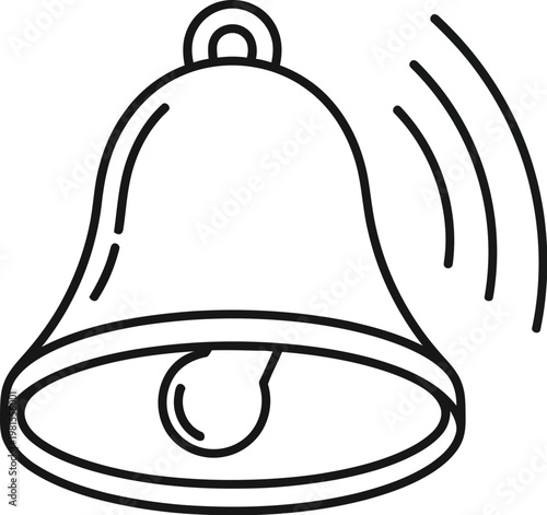 Simple line drawing of a ringing bell with sound waves