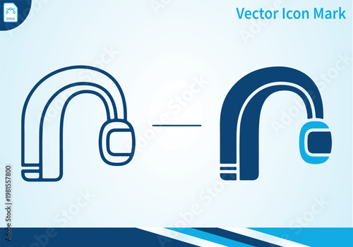 Hearing aid device icon set for medical audiology services.