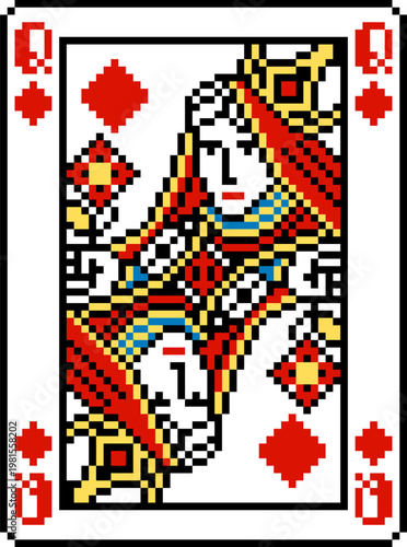 A pixel art playing cards d...