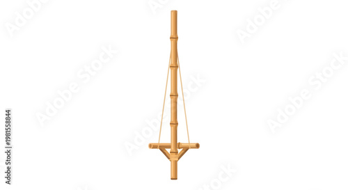 Bamboo scaffold tower construction, traditional Asian building material, isolated on white