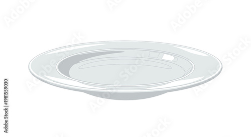 Clean White Ceramic Dinner Plate Isolated on White Background