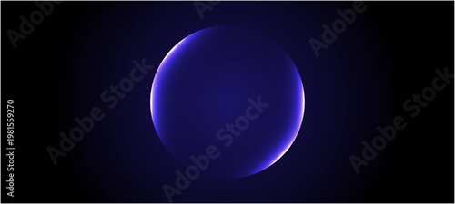 Neon futuristic 3d sphere of blue and purple glowing digital waves and particles. abstract blue background with glowing sphere