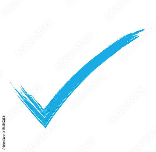 Hand drawn blue check mark symbol.