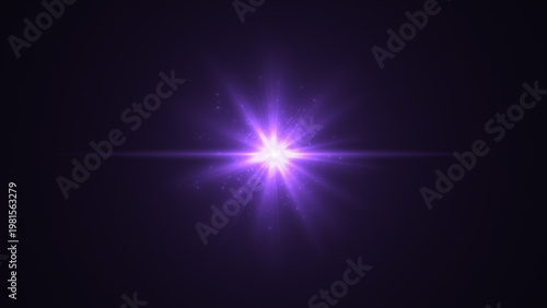 キラキラ輝く紫色の光のレンズフレアのエフェクト画像