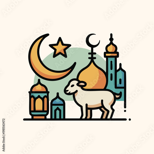 Eid al-Adha Celebration Concept Vector Illustration