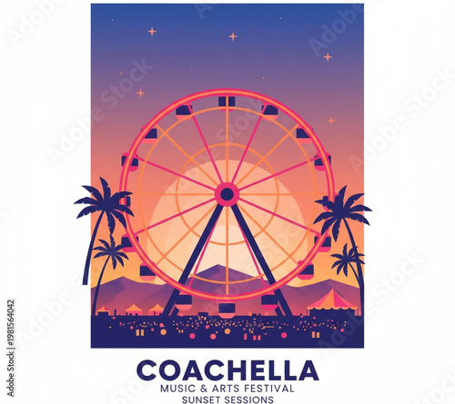Coachella Valley Music and Arts Festival Sunset Vibes at the Ferris Wheel