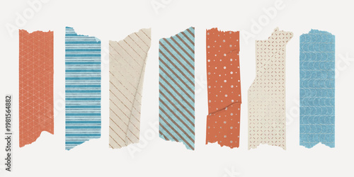 Vintage torn paper strips design vector set