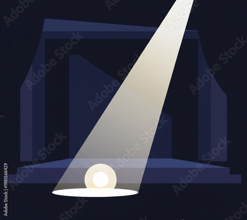 Spotlight illuminating a sphere on a dimly lit stage, suggesting performance, discovery, or a focal point