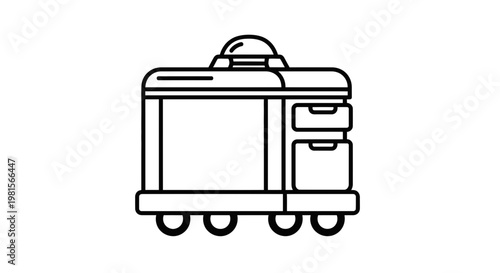 Cleaning Cart Icon Vector Illustration - Housekeeping Trolley Line Art