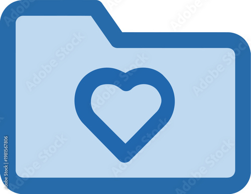 Folder with heart symbol inside for favorite files and love concept