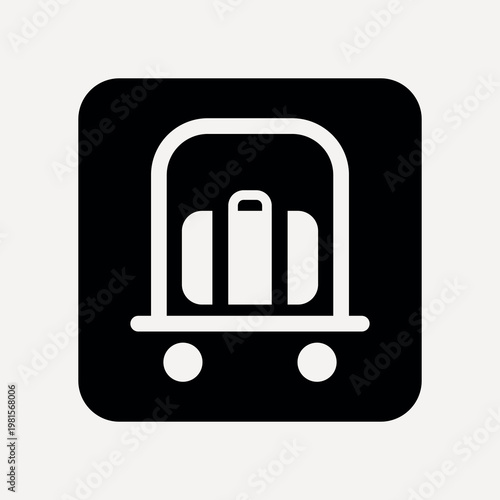Luggage cart for travel, UI icon vector