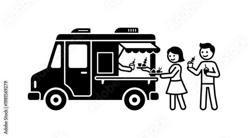 Black and White Food Truck Service