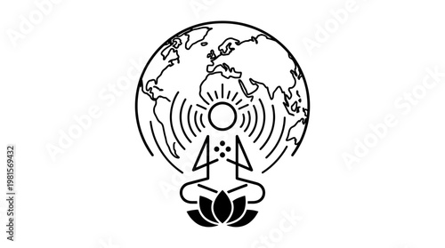 Meditating Figure with World Sun and Lotus