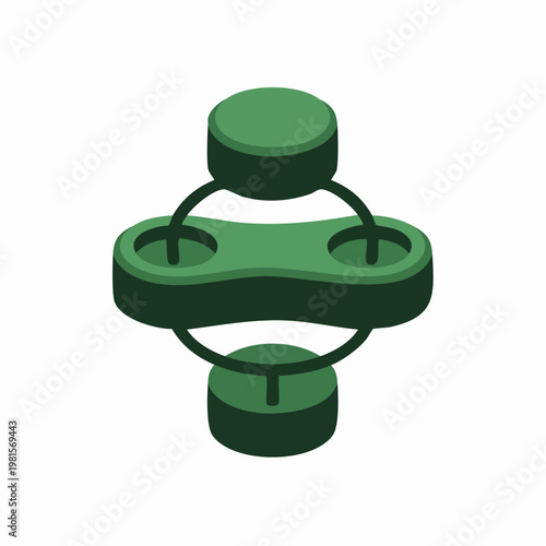 Green 3D isometric fidget spinner toy illustration