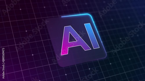 Video animation of a modern AI design icon with a glowing effect. Futuristic user interface in action, artificial intelligence system, advanced AI technology.