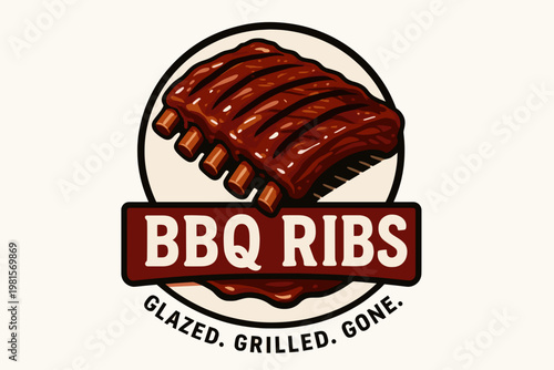 Glazed bbq ribs design evoking delicious grilled flavors for foodrelated marketing materials, restaurant menus, recipe books, and culinary blogs.