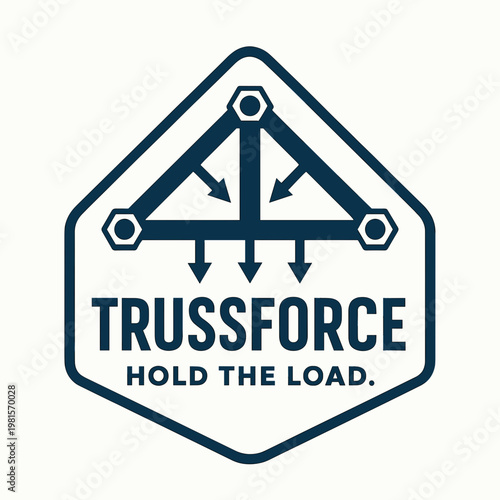 Trussforce depicts a modern truss design element in its emblem form, perfect for architecture firms, construction companies, and engineering presentations.