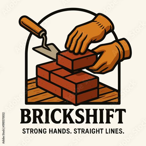 Bricklayer skillfully building wall with innovative brickshift techniques. Suitable for construction guides, masonry websites, or diy tutorials.