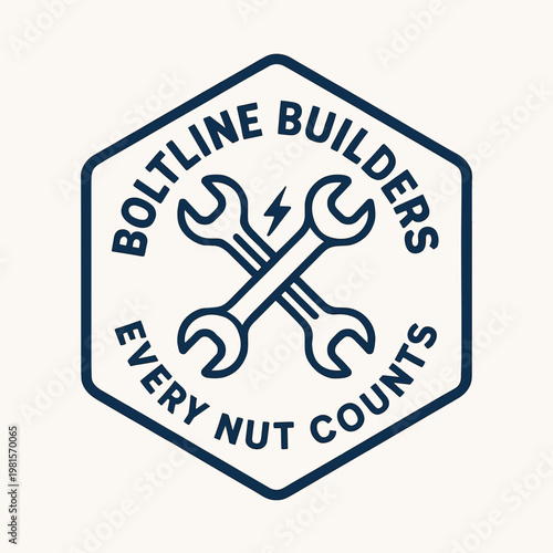 Boltline builders and wrenches design for clean, scalable graphics. Ideal for hardware, construction, or mechanical industry branding materials.