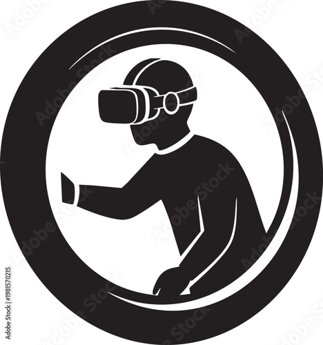 A person using virtual reality headset indicating immersive virtual reality experience