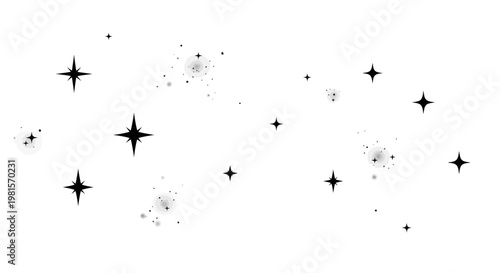 Sparkling Stars and Dust Clouds on White Background - Celestial Abstract