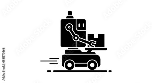 Autonomous delivery robot carrying a package, futuristic logistics and automation concept