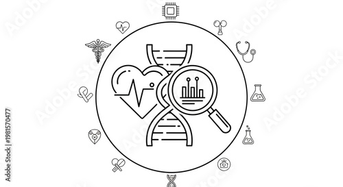 Biotechnology DNA analysis, heart health, medical research, science and technology concept