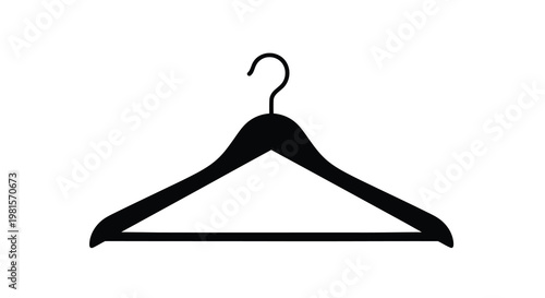 A simple black silhouette of a classic wooden clothes hanger