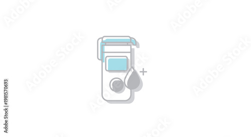 Inhaler with Medicine Drop and Plus Sign Icon, Respiratory Health Concept