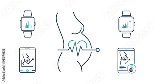Pregnancy Monitoring App: Smartwatch, Tablet, Phone with Fetal Heartbeat ECG