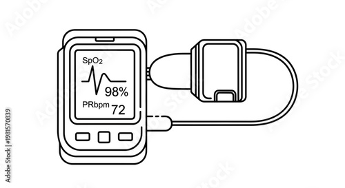 Pulse Oximeter Device Showing Oxygen Saturation and Heart Rate
