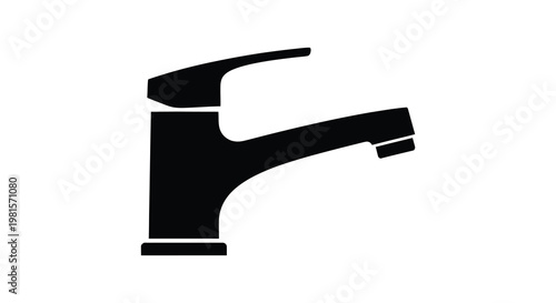 Minimalist black silhouette of a modern single handle bathroom faucet