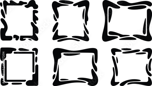 Black irregular distorted frames feature rough wavy hand-drawn border effects.
