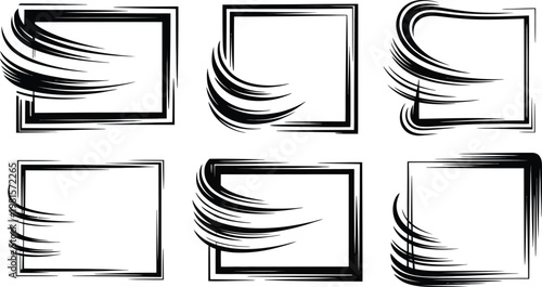 Elegant Floral Folk Art Rectangular Border With Decorative Leaf Details