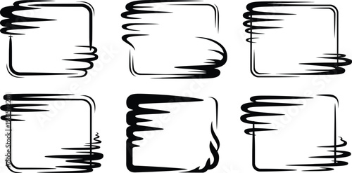 Ornate Black Folk Art Rectangular Border With Symmetrical Floral Motifs