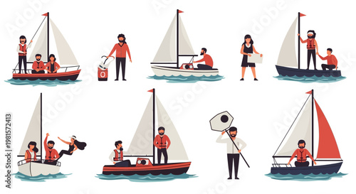 Sailing people, boats, leisure activities, summer vacation, water sports, lifestyle