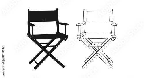 Two depictions of a director s chair one solid and one outlined
