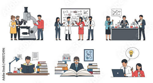 Scientists collaborating in lab, research, education, study, innovation, teamwork, discovery