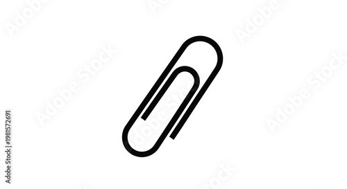 Simple black and white illustration of a standard metal paperclip