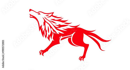 Tribal red horse vector illustration and heraldic animal symbol featuring a zodiac sign silhouette design for a tattoo or art pattern