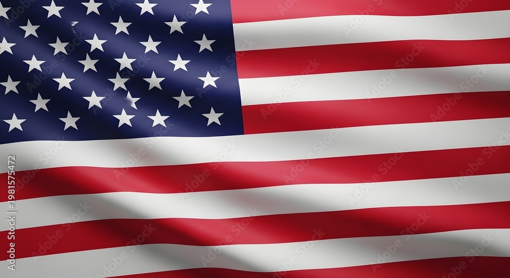 Fototapeta premium Close up of a waving United States flag with stars and stripes, symbolizing patriotism, freedom, and national pride, with realistic fabric texture and dynamic folds