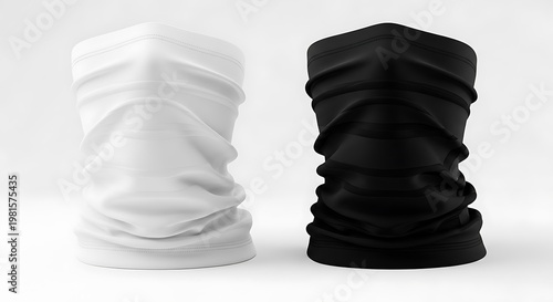 neck gaiters in white and black