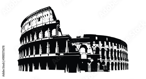 The colosseum in rome italy depicted as a striking black silhouette