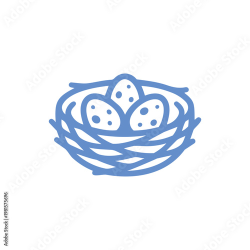 Tableau sur toile Bird Nest Eggs Line Icon in Minimal Outline Style for UI, App, and Branding Use
