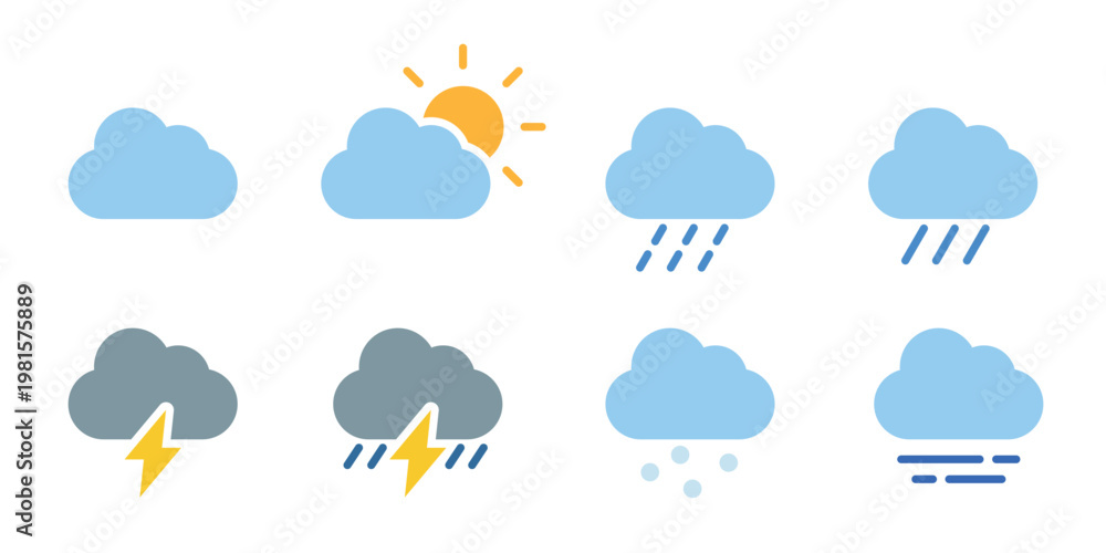 Fototapeta premium Colorful weather icon set vector