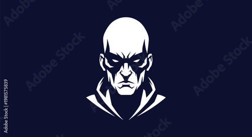 Mystery Portrait: A bold and mysterious character depicted in a striking graphic, staring intensely, embodying an air of intrigue and hidden identities.