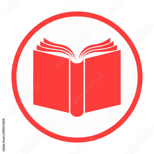 Vector graphic of an open book inside a red circle