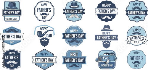 Fathers day badges labels vintage designs for dad's special day