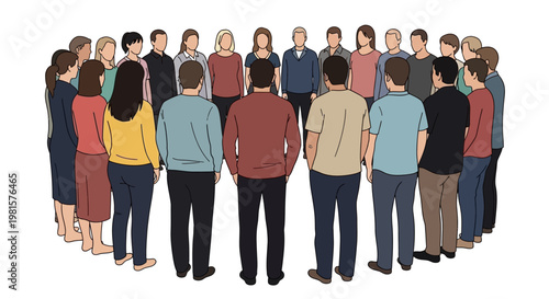 Diverse group of people standing together.