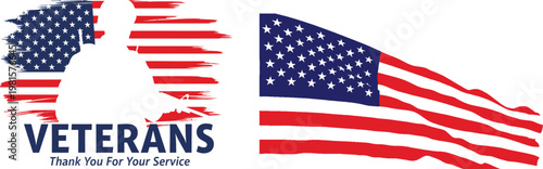 Patriotic tribute to veterans featuring an american flag silhouette and text